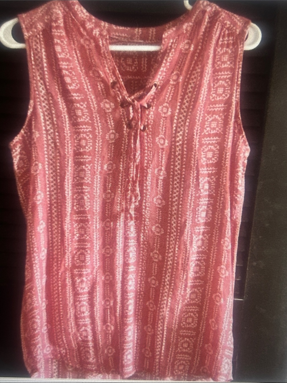 Women’s Pink Patterned Tie-Front Sleeveless Camisole